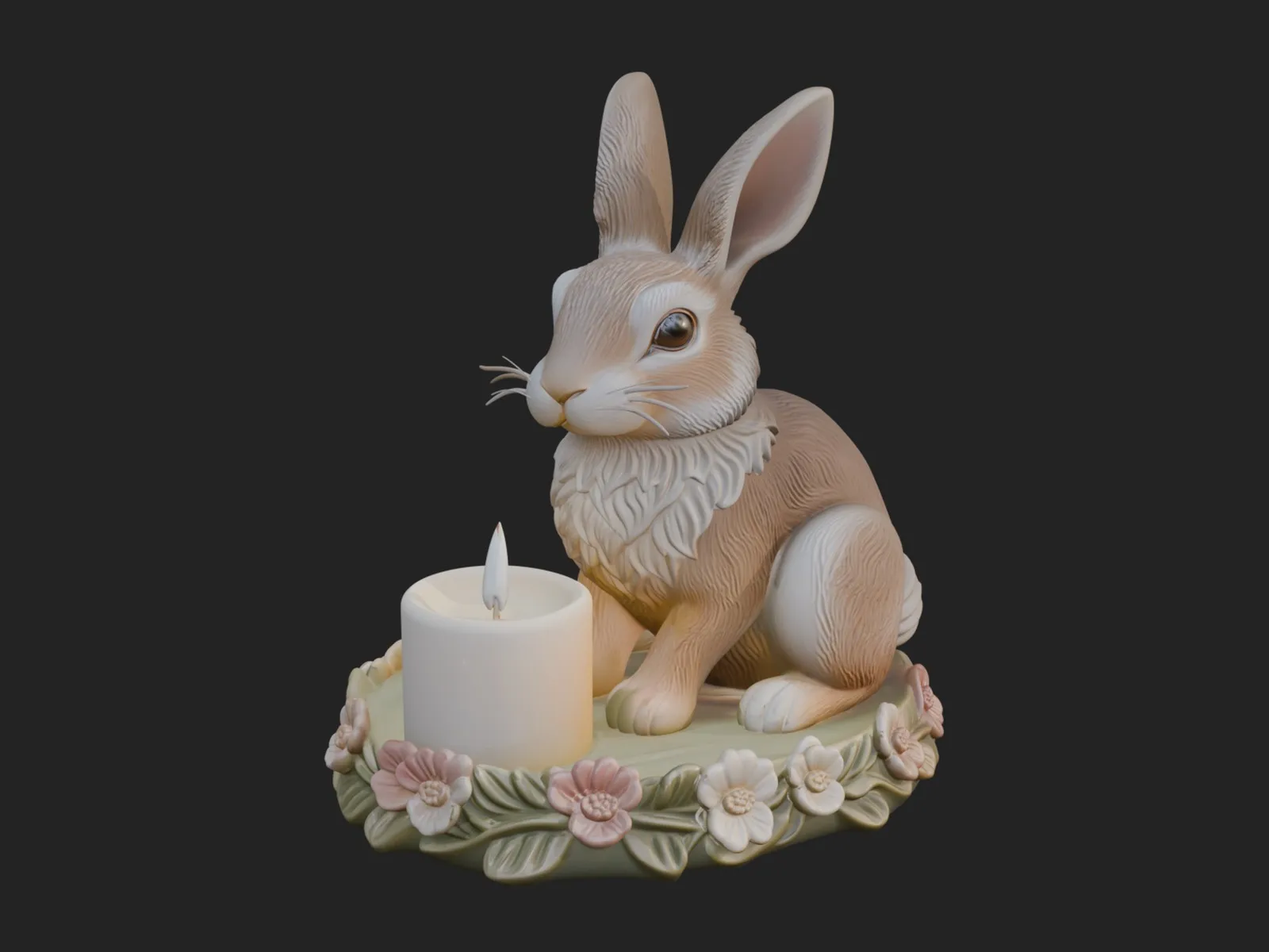 Rabbit Candle Holder Statue Design 2 - 3D Print Model 3D Print Model .c4d .max .obj .3ds .fbx .stl .blend