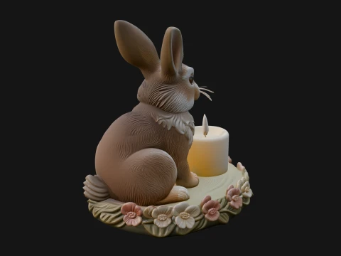 Rabbit Candle Holder Statue Design 2 - 3D Print Model 3D Print Model