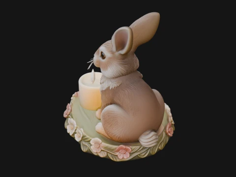 Rabbit Candle Holder Statue Design 2 - 3D Print Model 3D Print Model