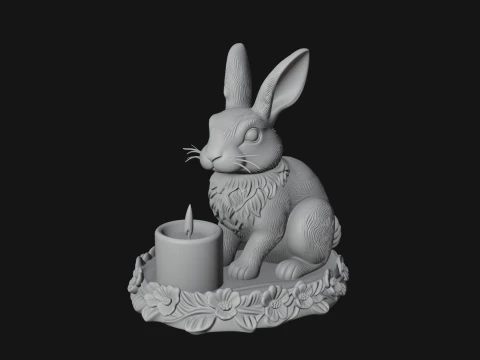 Rabbit Candle Holder Statue Design 2 - 3D Print Model 3D Print Model