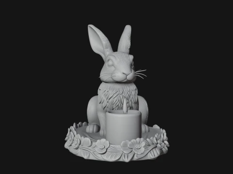 Rabbit Candle Holder Statue Design 2 - 3D Print Model 3D Print Model