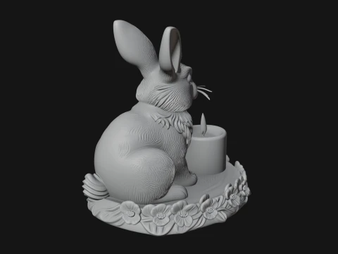 Rabbit Candle Holder Statue Design 2 - 3D Print Model 3D Print Model