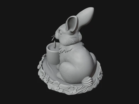 Rabbit Candle Holder Statue Design 2 - 3D Print Model 3D Print Model