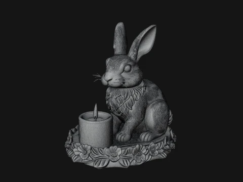 Rabbit Candle Holder Statue Design 2 - 3D Print Model 3D Print Model