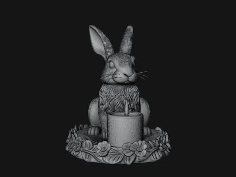 Rabbit Candle Holder Statue Design 2 - 3D Print Model 3D Print Model