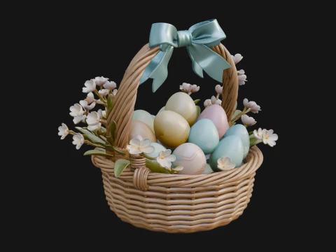 Easter Egg in Basket Ornament Design 5 - 3D Print Model Model do druku 3D
