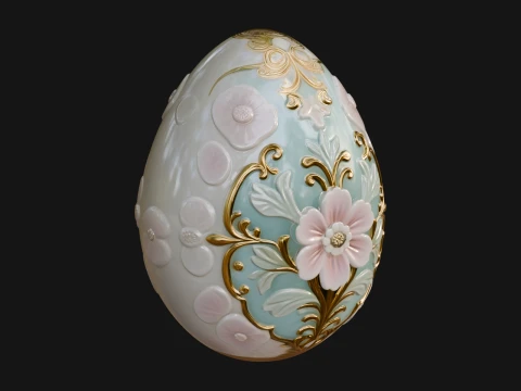 Floral Carved Easter Egg Ornament Design 4 - 3D Print Model 3D Print Model