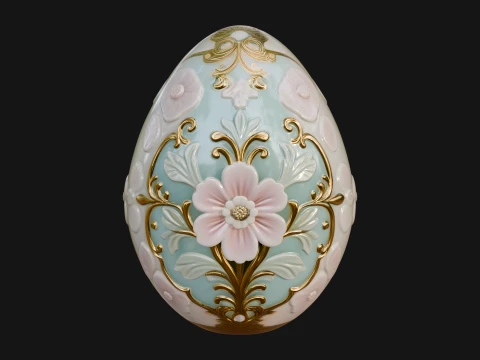 Floral Carved Easter Egg Ornament Design 4 - 3D Print Model 3D Print Model