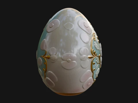 Floral Carved Easter Egg Ornament Design 4 - 3D Print Model 3D Print Model