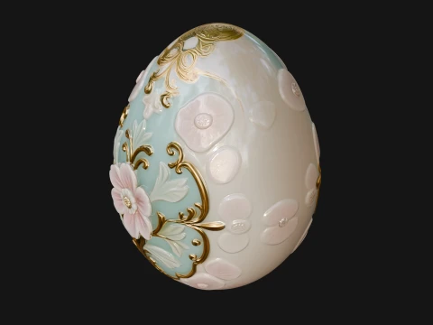 Floral Carved Easter Egg Ornament Design 4 - 3D Print Model 3D Print Model