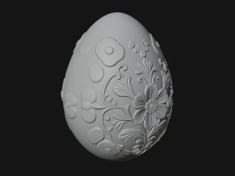 Floral Carved Easter Egg Ornament Design 4 - 3D Print Model 3D Print Model
