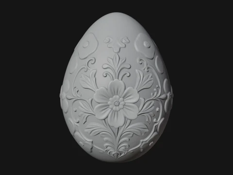 Floral Carved Easter Egg Ornament Design 4 - 3D Print Model 3D Print Model