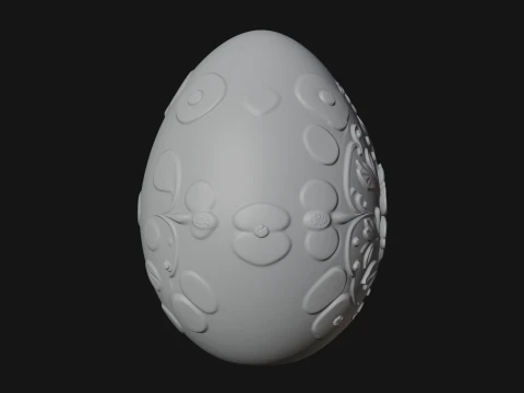 Floral Carved Easter Egg Ornament Design 4 - 3D Print Model 3D Print Model