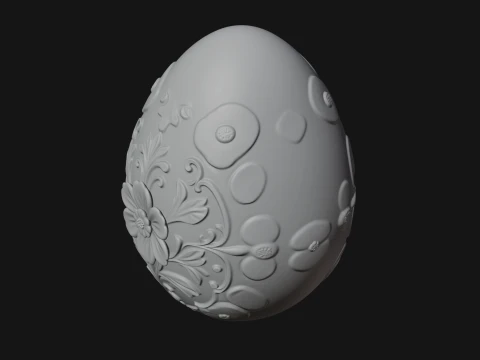 Floral Carved Easter Egg Ornament Design 4 - 3D Print Model 3D Print Model