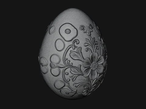 Floral Carved Easter Egg Ornament Design 4 - 3D Print Model 3D Print Model