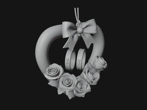 Wedding Rings Heart Wreath Ornament Design 3 - 3D Print Model 3D Print Model