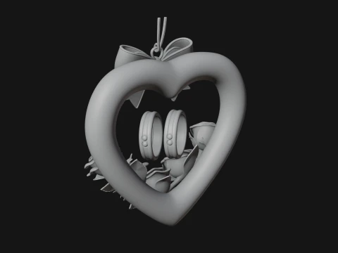 Wedding Rings Heart Wreath Ornament Design 3 - 3D Print Model 3D Print Model