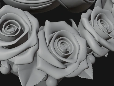 Wedding Rings Heart Wreath Ornament Design 4 - 3D Print Model 3D Print Model