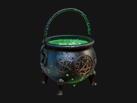 Bubbling Witch Cauldron Model Design 1 - 3D Print Model 3D Print Model