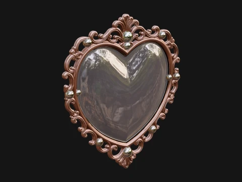 Heart Shaped Mirror Ornament Design 1 - 3D Print Model 3D Print Model