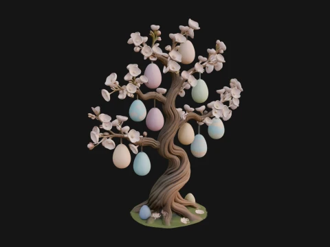 Easter Egg Blossom Tree Model Design 3 - 3D Print Model 3D printmodel