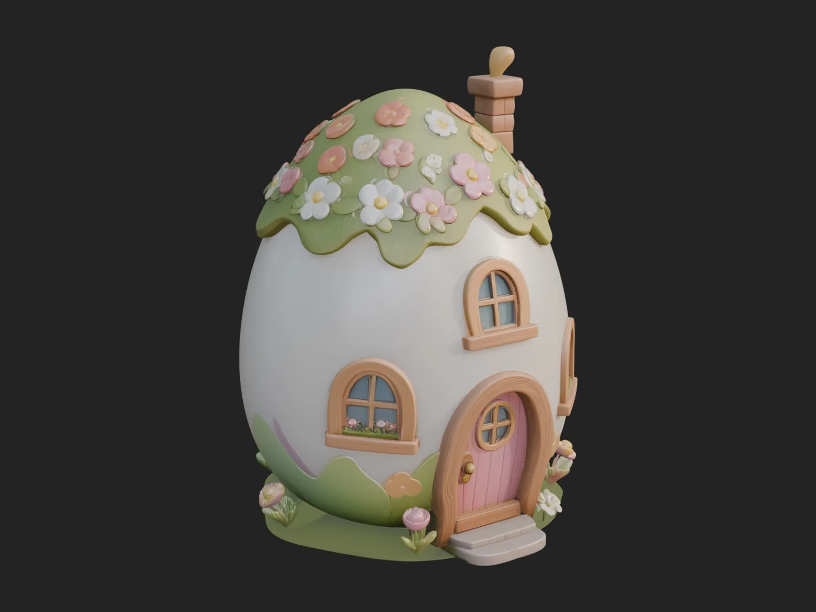 Easter Egg Cottage House Design 1 - 3D Print Model 3D Print Model .c4d .max .obj .3ds .fbx .stl .blend 