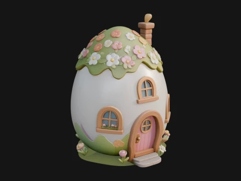 Easter Egg Cottage House Design 1 - 3D Print Model 3D Print Model