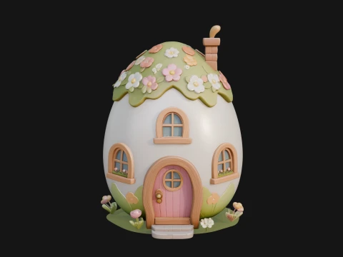 Easter Egg Cottage House Design 1 - 3D Print Model 3D Print Model