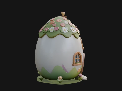 Easter Egg Cottage House Design 1 - 3D Print Model 3D Print Model