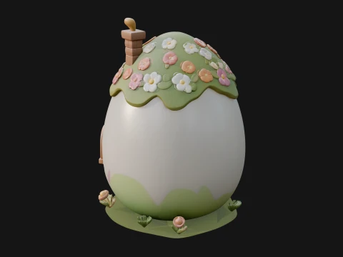 Easter Egg Cottage House Design 1 - 3D Print Model 3D Print Model
