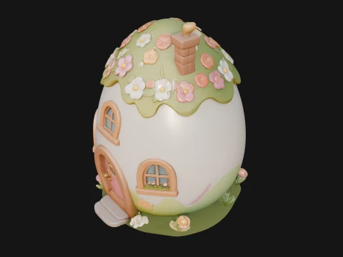 Easter Egg Cottage House Design 1 - 3D Print Model 3D Print Model