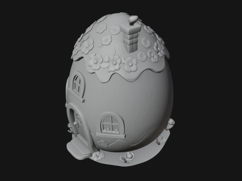 Easter Egg Cottage House Design 1 - 3D Print Model 3D Print Model