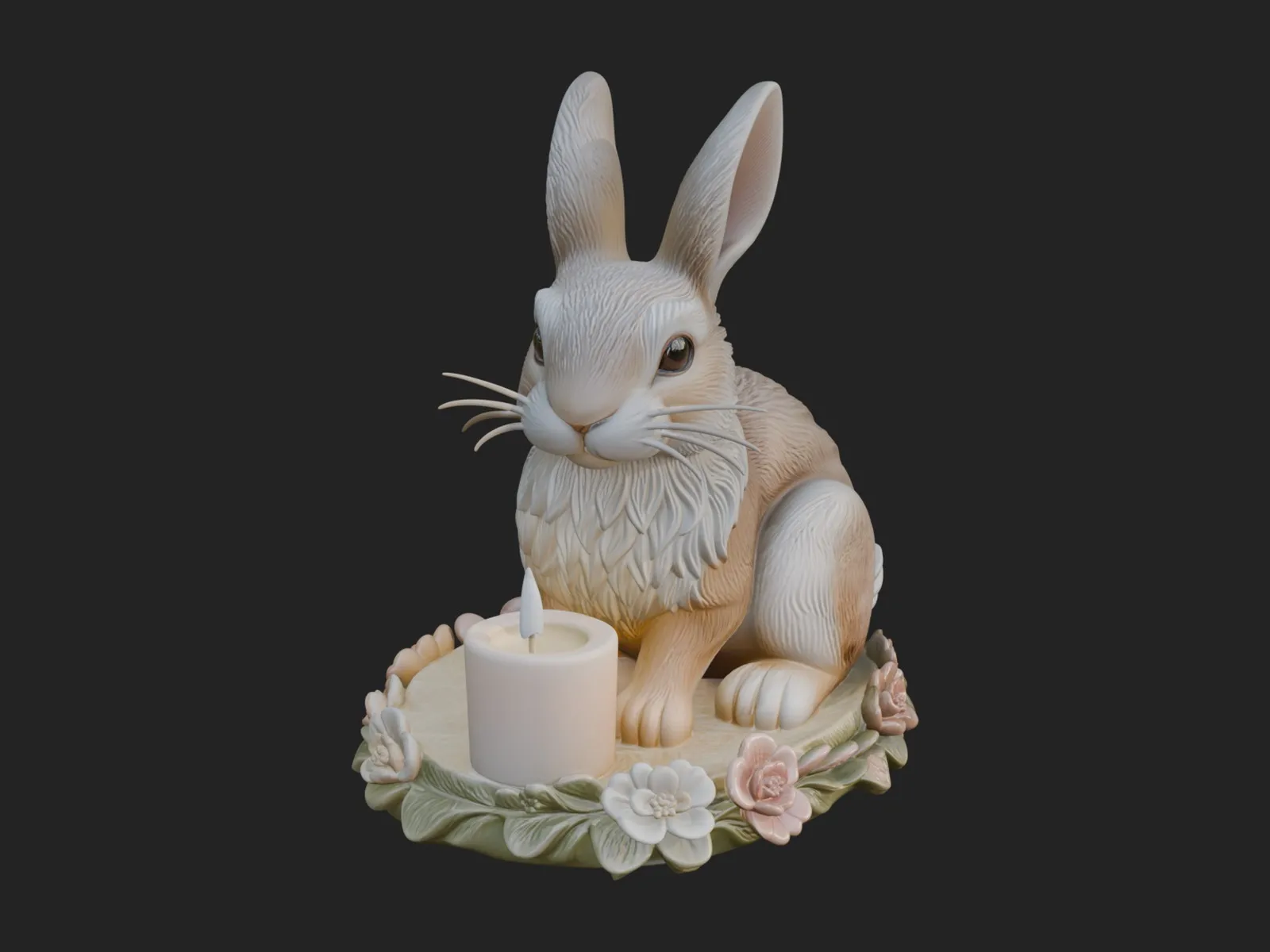 Rabbit Candle Holder Statue Design 3 - 3D Print Model 3D Print Model .c4d .max .obj .3ds .fbx .stl .blend