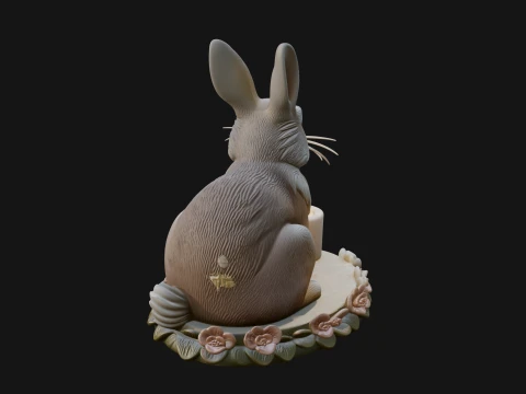 Rabbit Candle Holder Statue Design 3 - 3D Print Model 3D Print Model