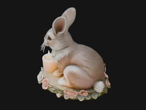 Rabbit Candle Holder Statue Design 3 - 3D Print Model 3D Print Model