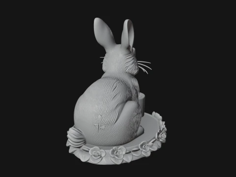 Rabbit Candle Holder Statue Design 3 - 3D Print Model 3D Print Model