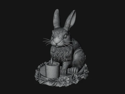 Rabbit Candle Holder Statue Design 3 - 3D Print Model 3D Print Model