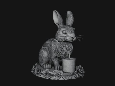 Rabbit Candle Holder Statue Design 3 - 3D Print Model 3D Print Model