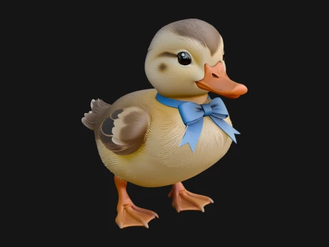 Duckling with Ribbon Statue Design 2 - 3D Print Model 3D printmodel