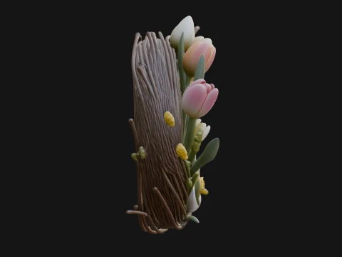 Spring Tulip Wreath Ornament Design 2 - 3D Print Model 3D Print Model