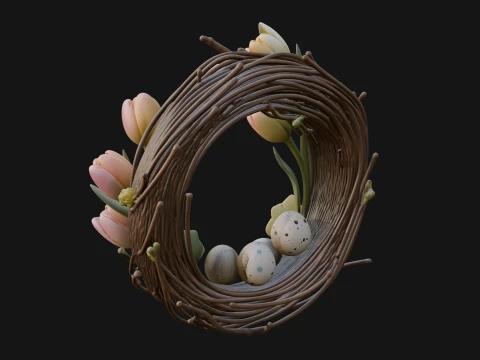 Spring Tulip Wreath Ornament Design 2 - 3D Print Model 3D Print Model