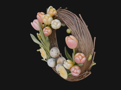 Spring Tulip Wreath Ornament Design 2 - 3D Print Model 3D Print Model