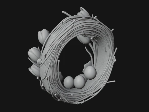 Spring Tulip Wreath Ornament Design 2 - 3D Print Model 3D Print Model