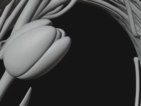 Spring Tulip Wreath Ornament Design 2 - 3D Print Model 3D Print Model