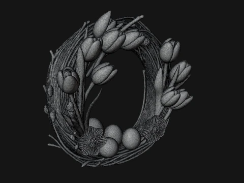 Spring Tulip Wreath Ornament Design 2 - 3D Print Model 3D Print Model