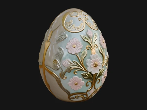 Floral Carved Easter Egg Ornament Design 5 - 3D Print Model 3D Print Model