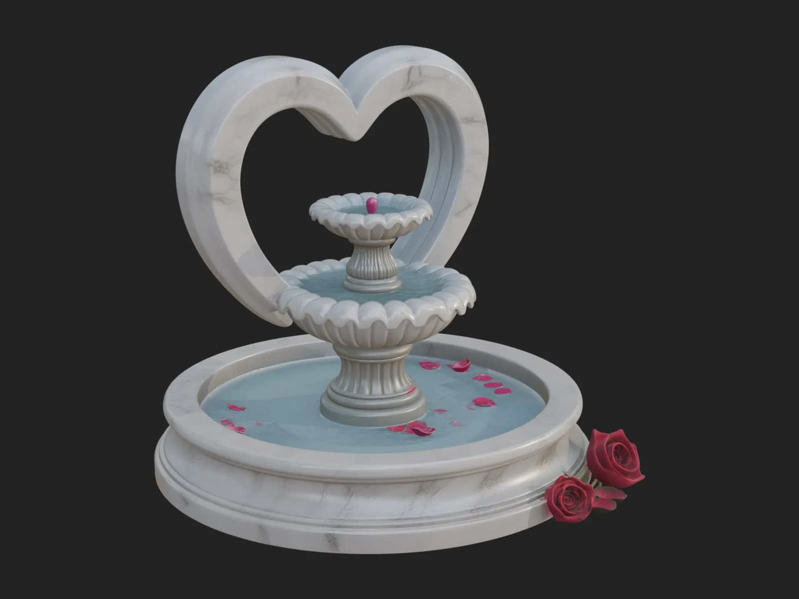 Rose Flower Garden Fountain Model Design 3 - 3D Print Model 3D Print Model .c4d .max .obj .3ds .fbx .stl .blend 