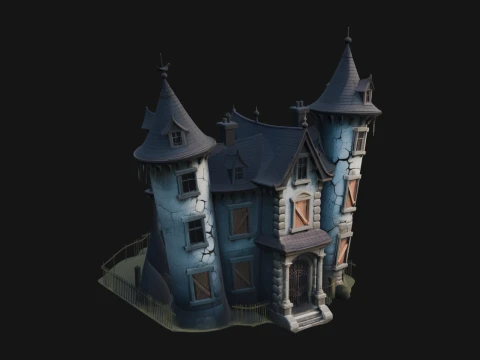 Victorian Spire Mansion Model Design 8 - 3D Print Model Modelo de impresión 3D