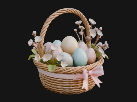 Easter Egg in Basket Ornament Design 6 - 3D Print Model 3D Print Model