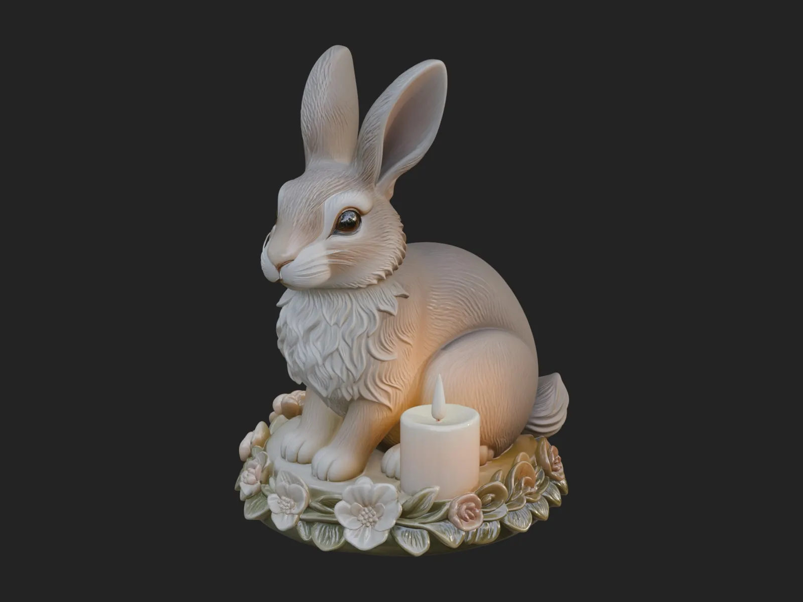 Rabbit Candle Holder Statue Design 4 - 3D Print Model 3D Print Model .c4d .max .obj .3ds .fbx .stl .blend